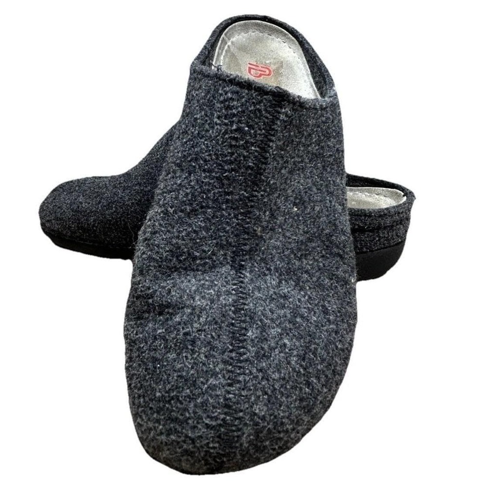 Berkemann Wool Felt Clog Mules Womens 9 Charcoal Gray Comfort Orthopedic Hygge